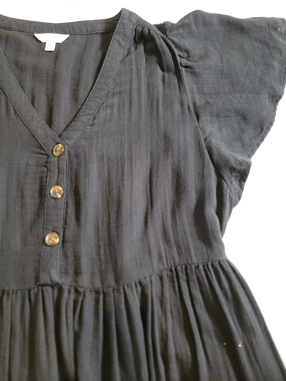 Time and Tru Black Cotton Gauze Babydoll Dress XL 16/18 Cottagecore - Picture 5 of 10
